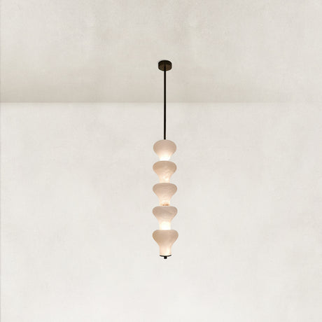 Vertical Sculptural Cluster Alabaster Pendant 6"D