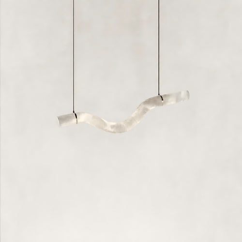 Verve Double Wave Alabaster Tube Pendant Light 47