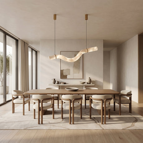 Verve Double Wave Alabaster Tube Pendant Light 59"L