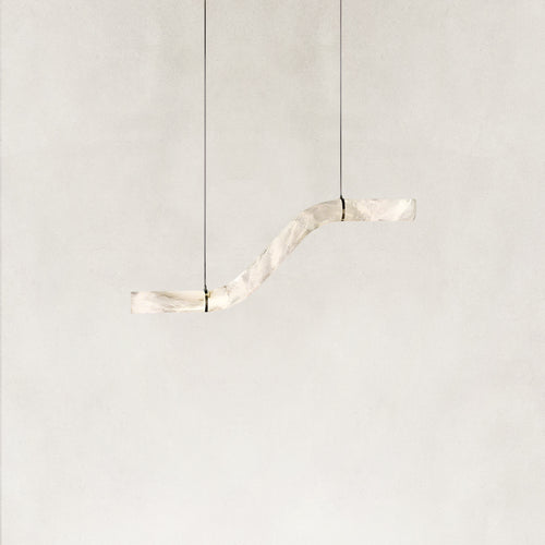 Verve Single Wave Alabaster Tube Pendant Light 47