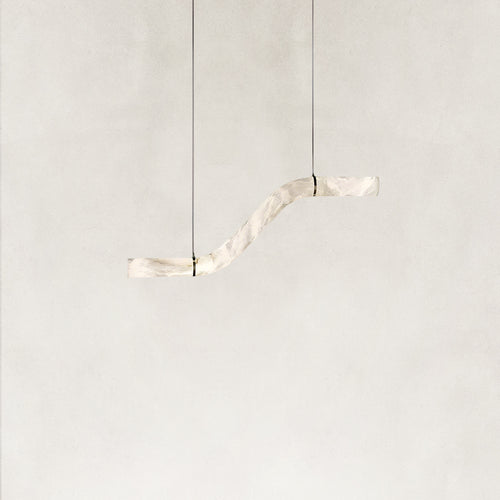 Verve Single Wave Alabaster Tube Pendant Light 59