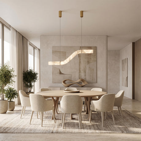 Verve Single Wave Alabaster Tube Pendant Light 59"L
