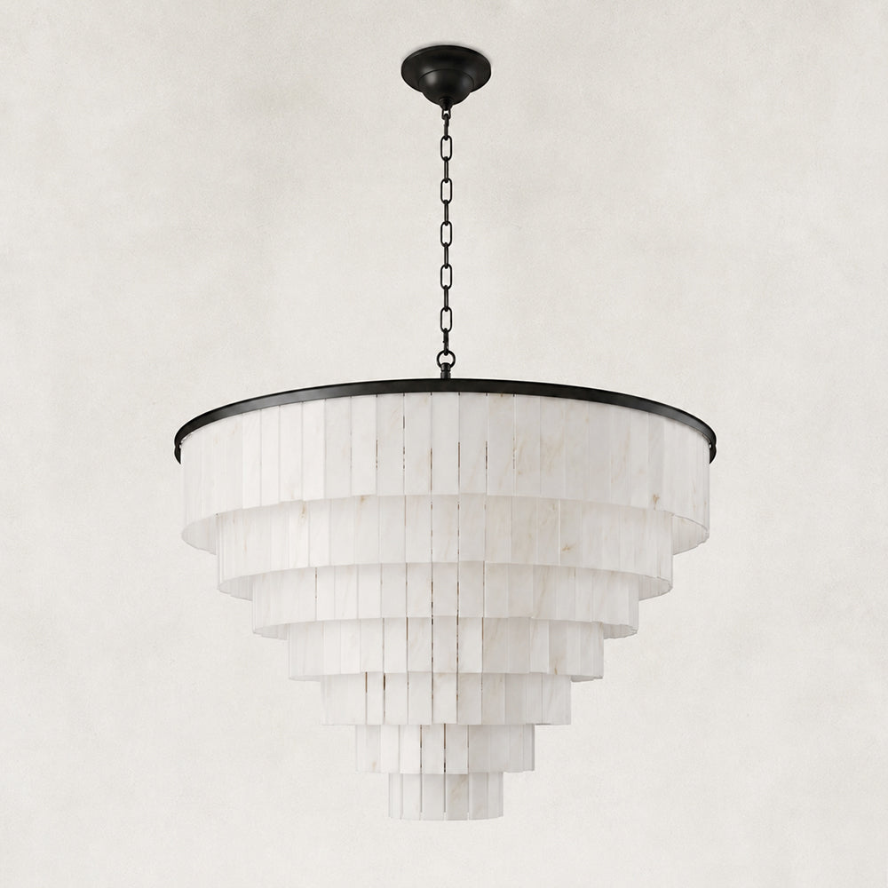 Vessara Alabaster 7-Tiered Round Chandelier 60"D