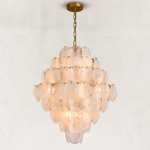 Veya Murano Disc Glass Layered Round Chandelier 30
