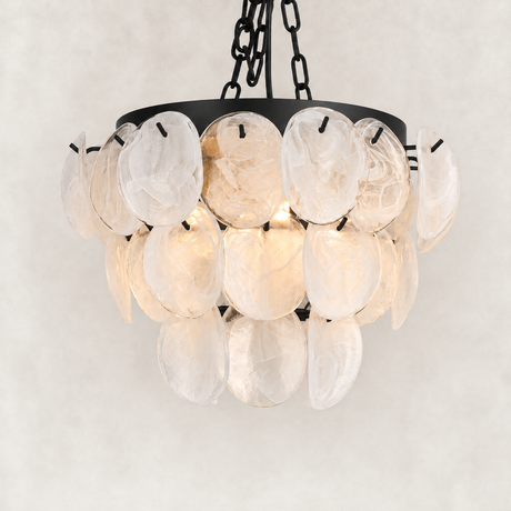Veya Murano Disc Glass Tiered Round Chandelier 16"W