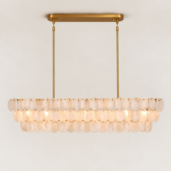 Veya Murano Disc Glass Layered Liner Chandelier 54"W