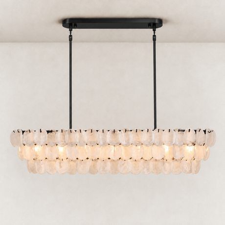 Veya Murano Disc Glass Layered Liner Chandelier 54"W