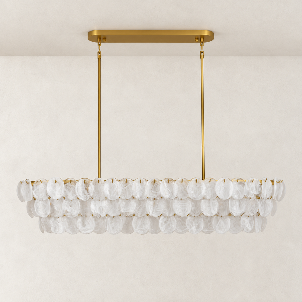 Veya Murano Disc Glass Layered Liner Chandelier 54"W