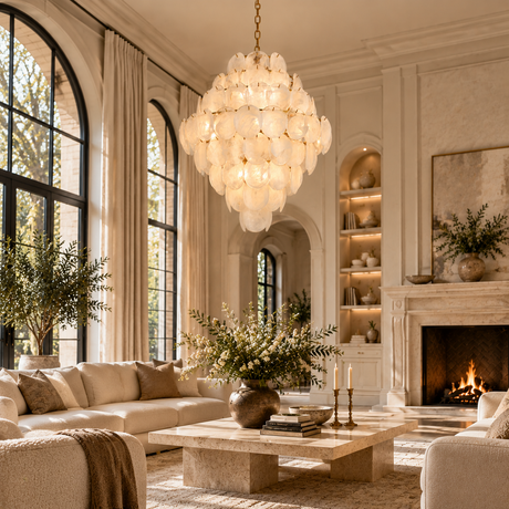 Veya Murano Disc Glass Layered Round Chandelier 30"W