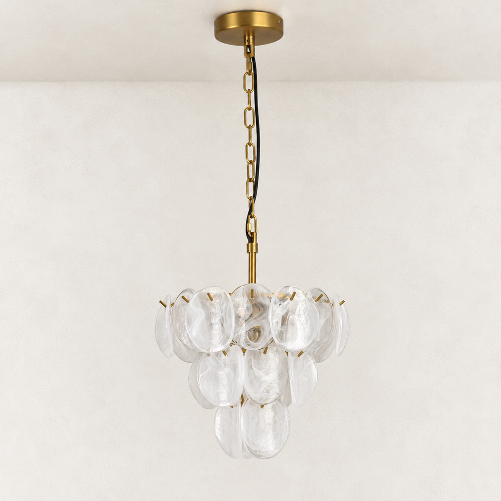 Veya Murano Disc Glass Tiered Round Chandelier 14"W
