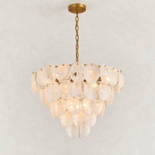 Veya Murano Disc Glass Tiered Round Chandelier 30