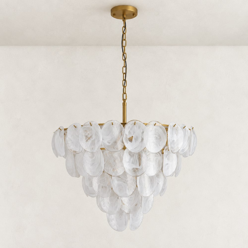 Veya Murano Disc Glass Tiered Round Chandelier 30"W