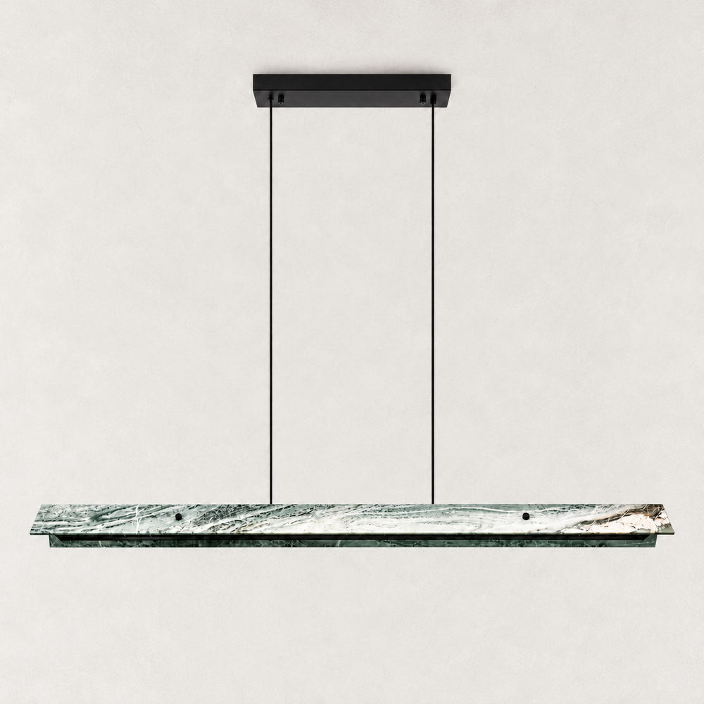 Victoria Green Marble Linear Chandelier 49"D