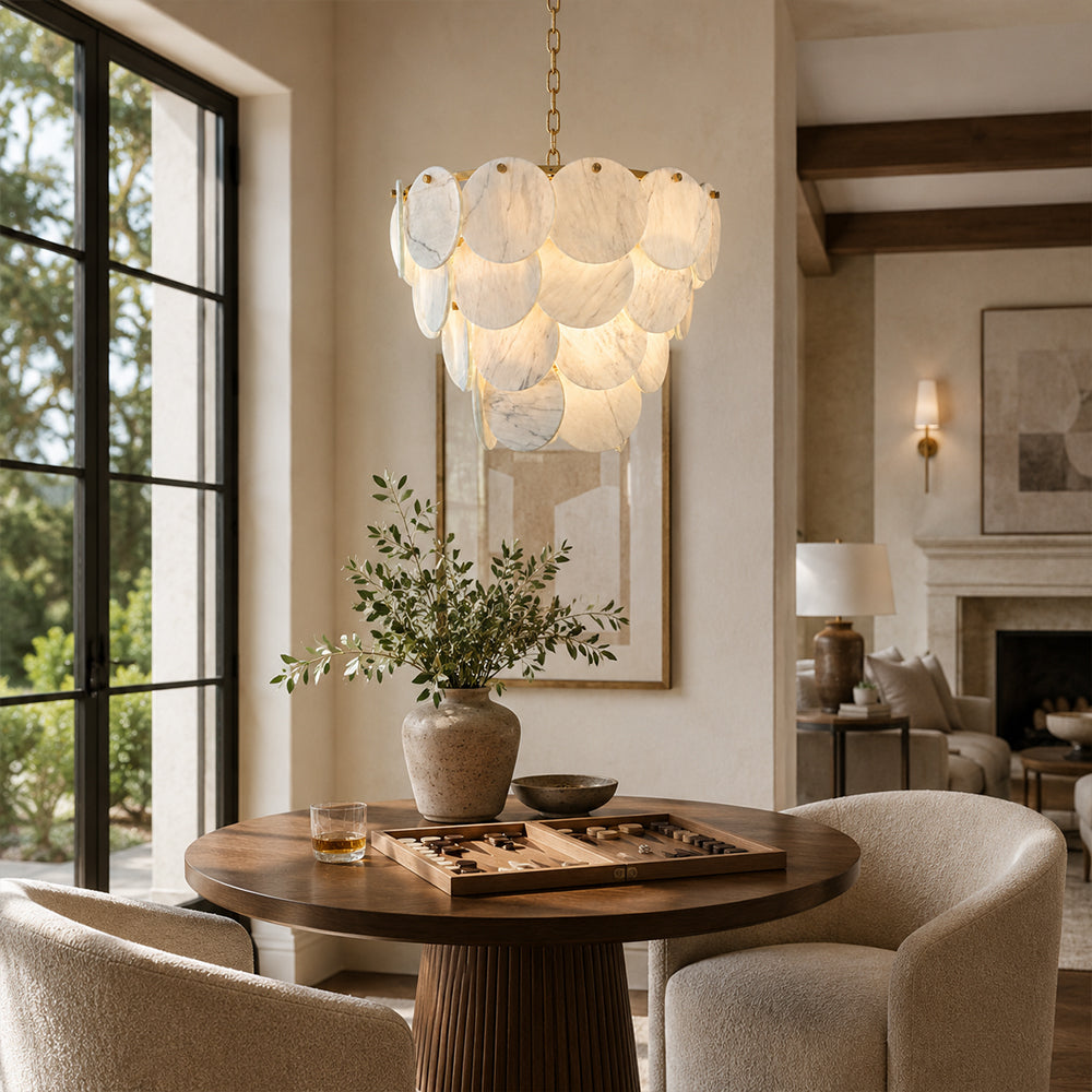 Volakas Grey Marble Multi-tier Chandelier 16"D