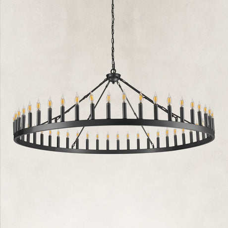 Wagon Wheel Candle Chandelier 64"