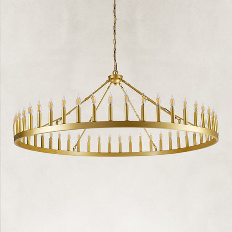 Wagon Wheel Candle Chandelier 64"