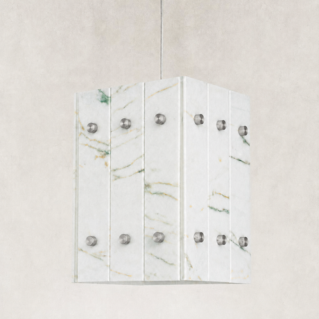 Webber Emerald White Marble  Square Pendant 6.6“L
