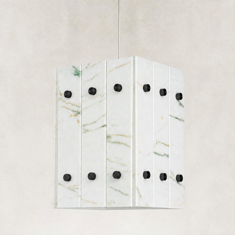 Webber Emerald White Marble  Square Pendant 6.6“L