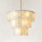 Webber Emerald White Marble Three-Tier Round Chandelier 33"D