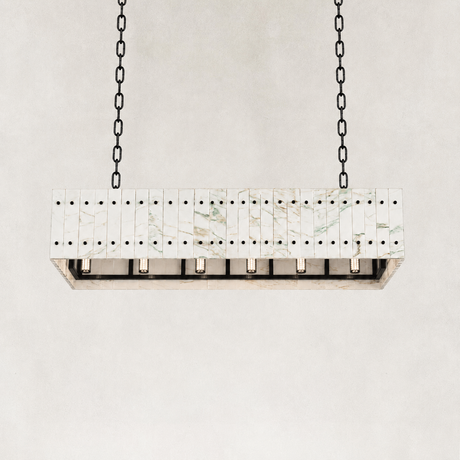 Webber Emerald White Marble Single-Tier Linear Chandelier 35"L