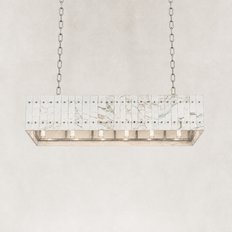 Webber Emerald White Marble Single-Tier Linear Chandelier 35"L