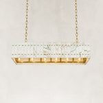 Webber Emerald White Marble Single-Tier Linear Chandelier 35"L