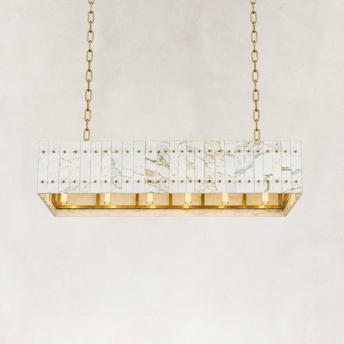 Webber Emerald White Marble Single-Tier Linear Chandelier 35