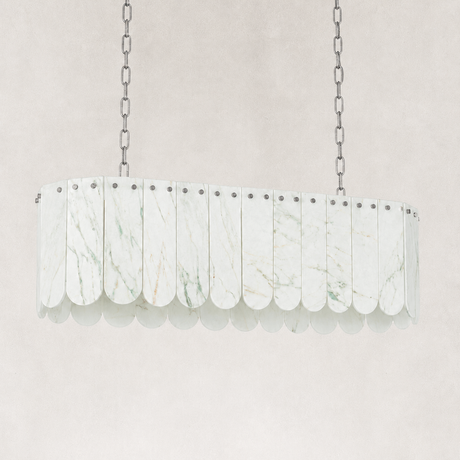 Webber Emerald White Marble Single-Tier Linear Chandelier 41"L