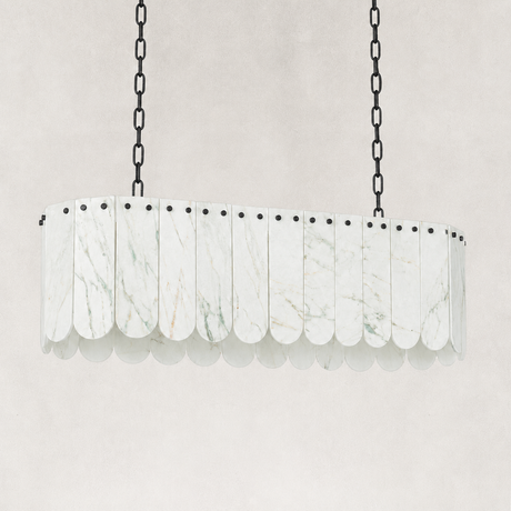 Webber Emerald White Marble Single-Tier Linear Chandelier 41"L