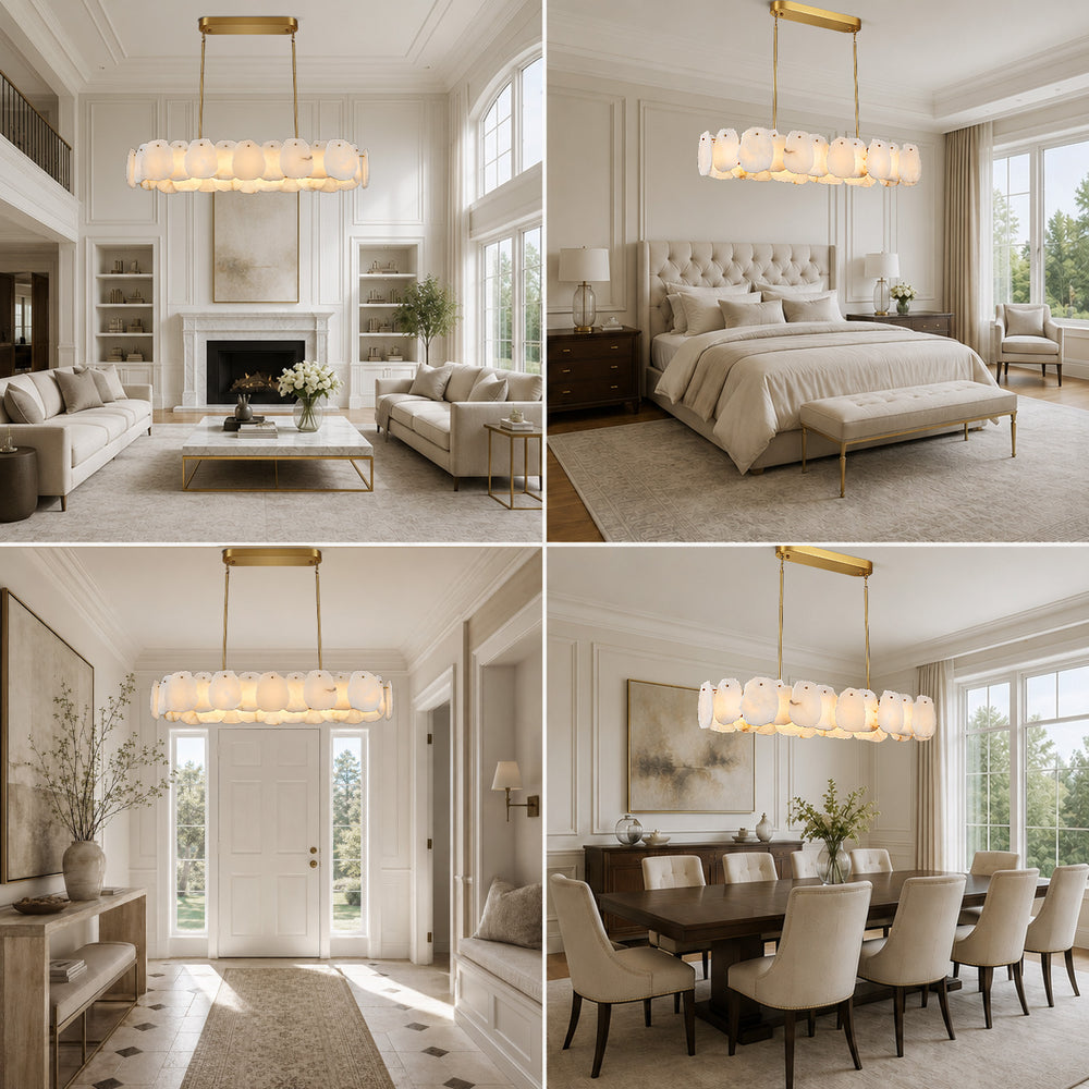 Mira Alabaster Oval Chandelier 43"W