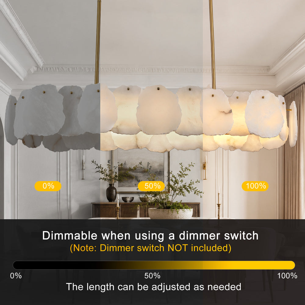 Mira Alabaster Oval Chandelier 43"W