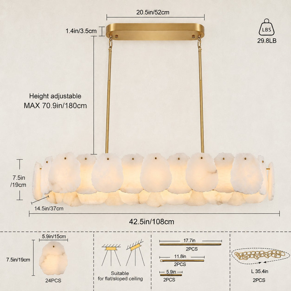 Mira Alabaster Oval Chandelier 43"W
